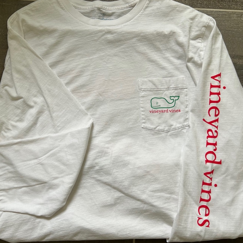Vineyard Vines White Long Sleeve Tee with Logo